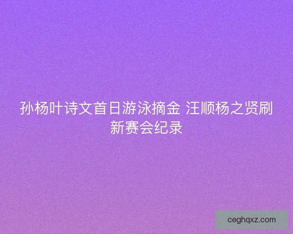 孙杨叶诗文首日游泳摘金 汪顺杨之贤刷新赛会纪录